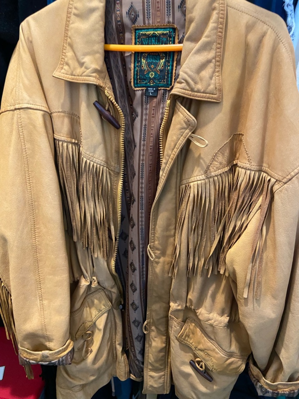 Vintage Fringe Leather Jacket - Tan